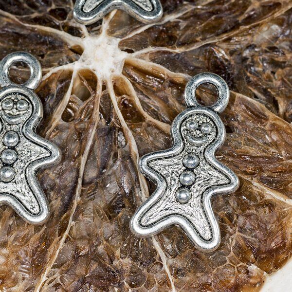 подвеска металлическая "пряничный человечек", цвет античное серебро, 19x11x3 мм