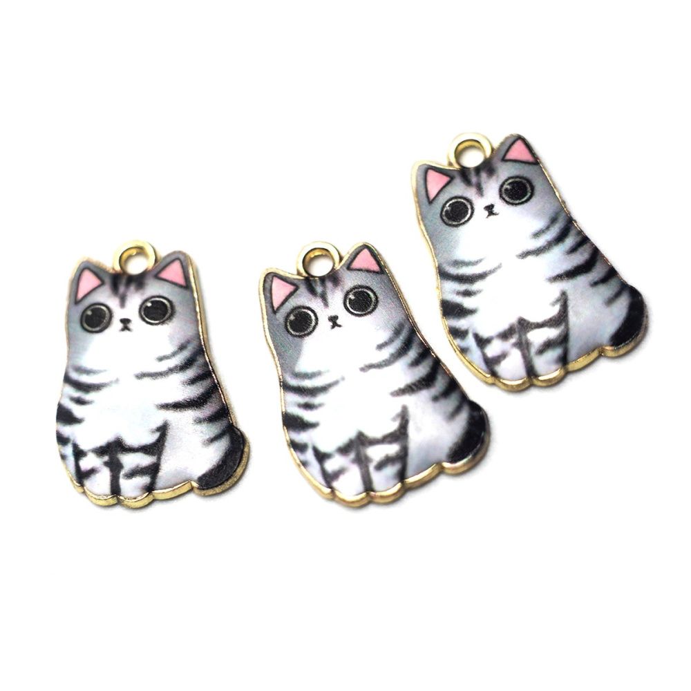 подвеска металлическая "барсик", эмаль, цвет серый, 25x16x3 мм