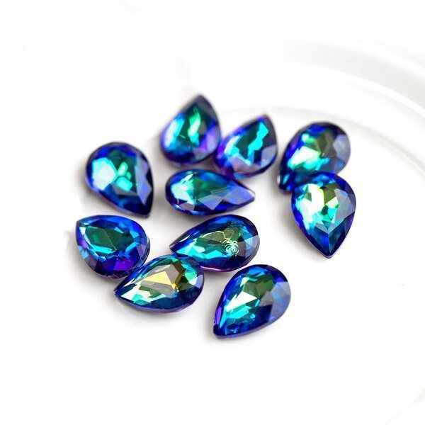 кабошон стекло кристалл, каплевидный, цвет burgundy shimmer, 14х10 мм