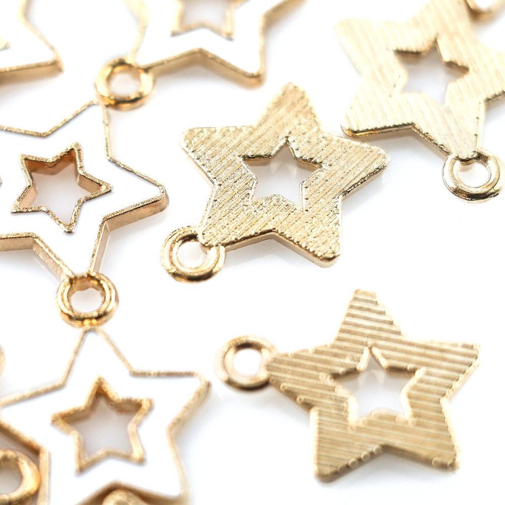 подвеска металлическая "стар", эмаль, цвет белый, 16x14x2 мм