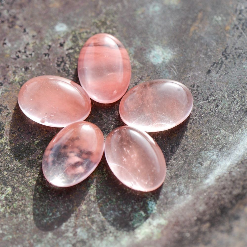 кабошон "арбузный камень" овальный, имитация, цвет лососевый, 14х10х4.5 мм