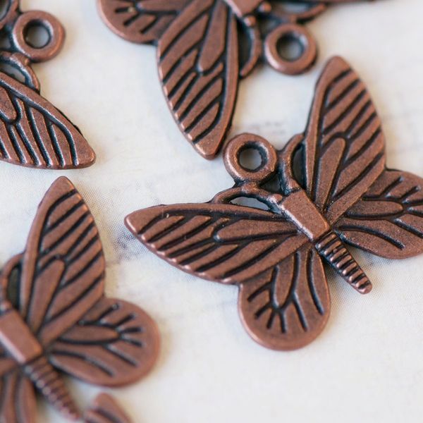 подвеска металлическая "бабочка", цвет красная медь, 16х22х2 мм