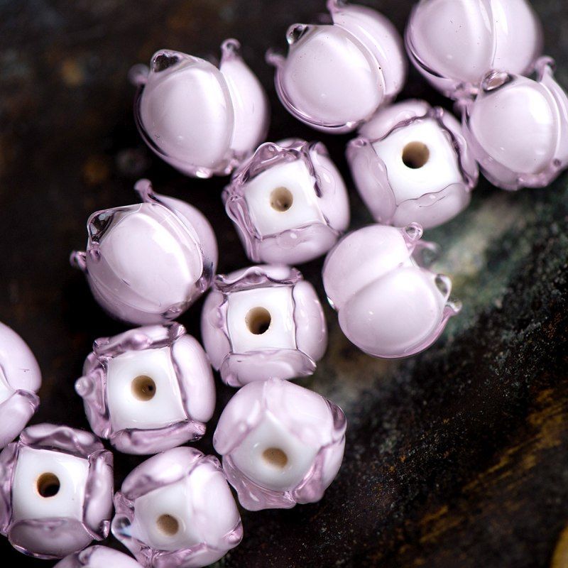 бусина, мурано "ландыш", розовый, 7х7 мм