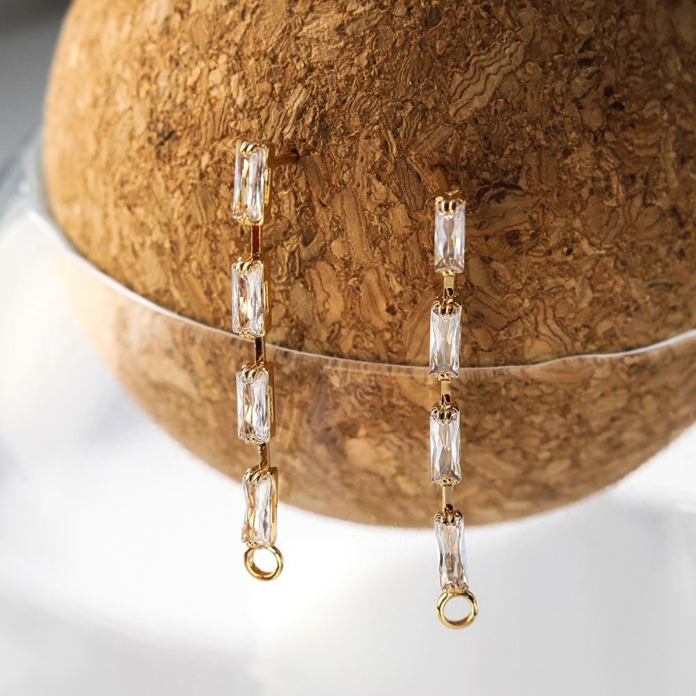 пуссеты "гэлакси", с цирконием, позолоченные, 32.5x2 мм 