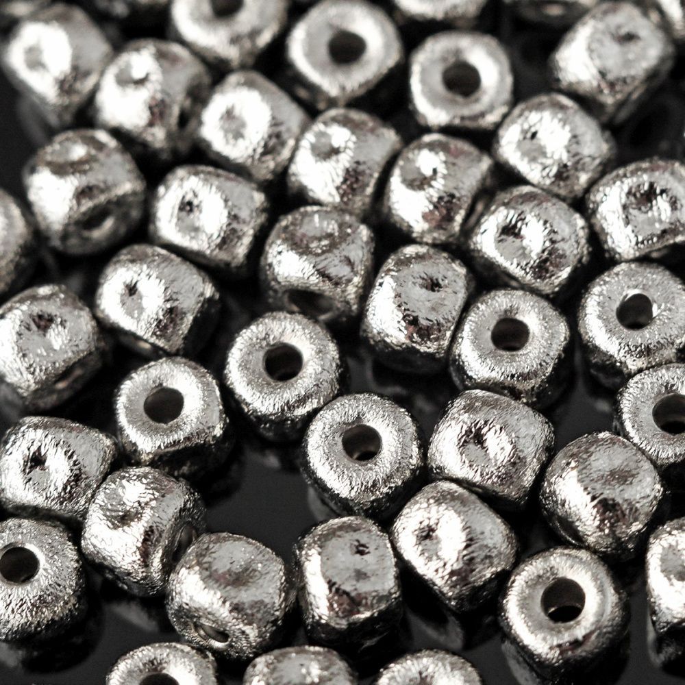 бусина, металл "текстура", покрытие платина, 5.5x4.5 мм