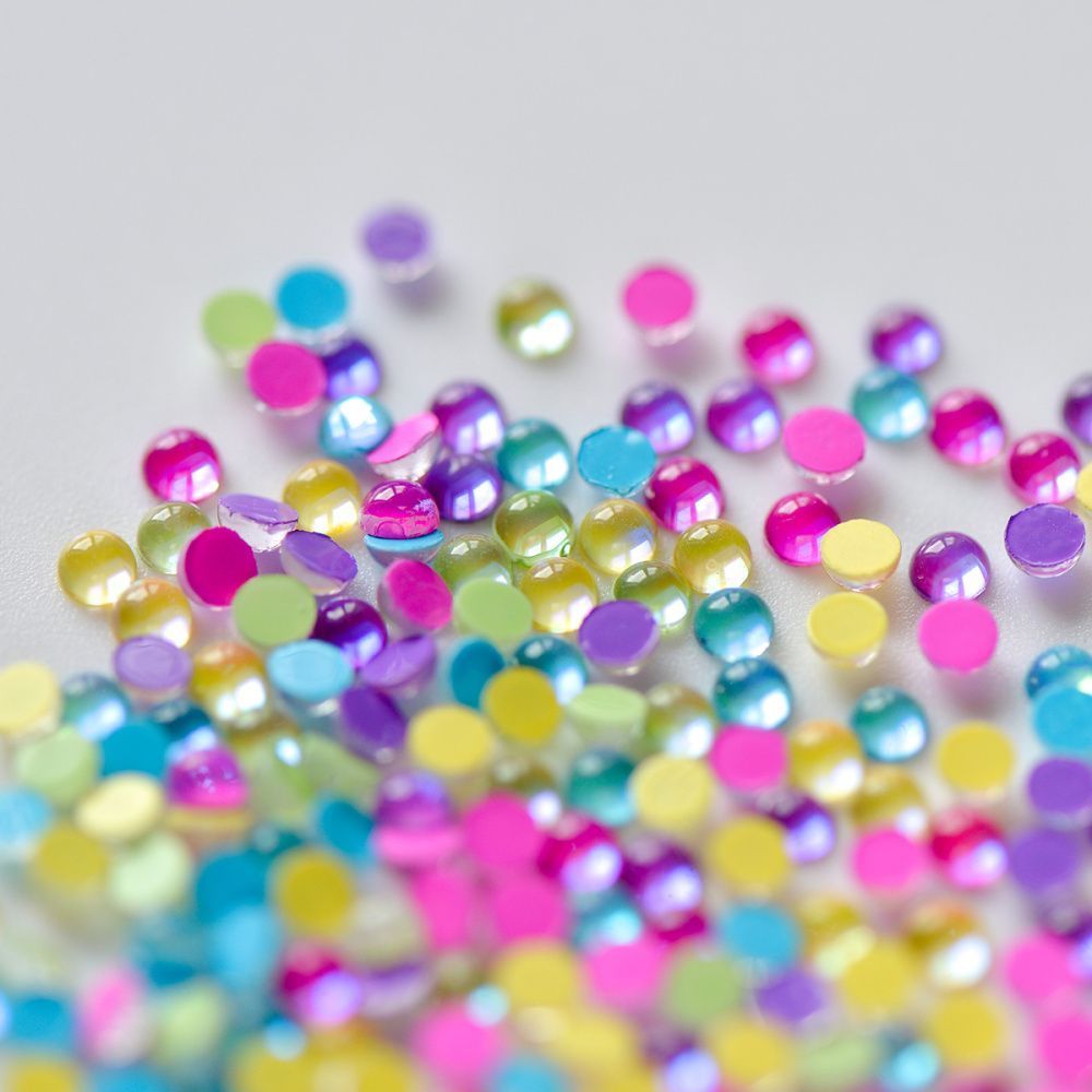 кабошон-полубусина "джелли", стекло, цветовой микс, 3 мм