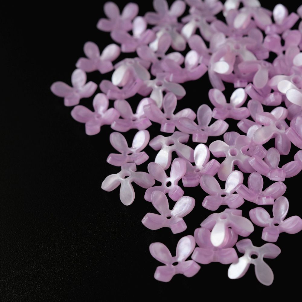 бусина, смола "сирень", цвет сиреневый перламутр, 13x13x3 мм