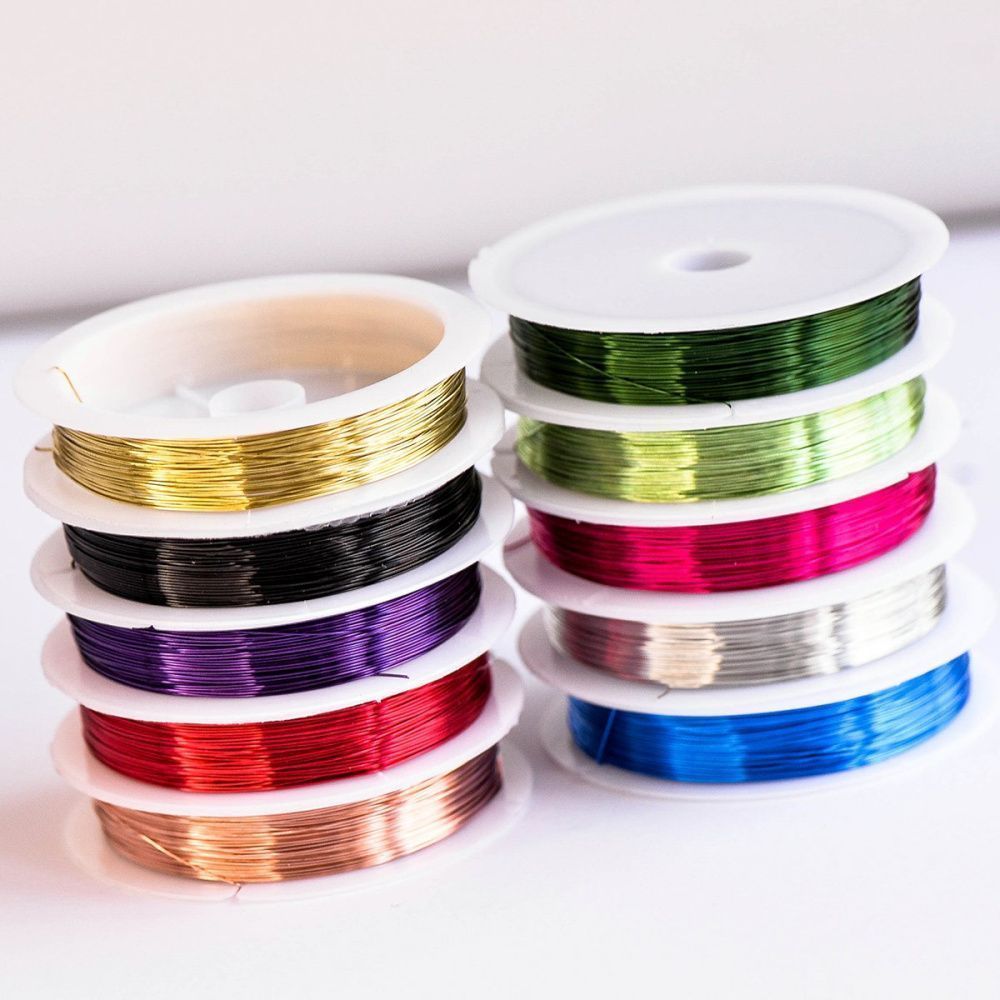 проволока медная, цветовой микс, 0.4 мм, 14 м