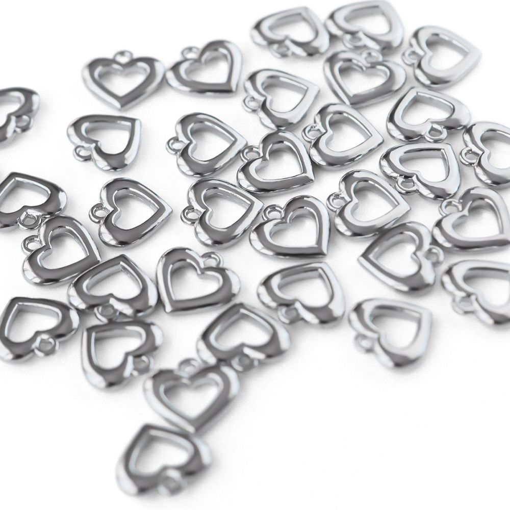 подвеска металл "сердце", цвет платина, 11x11.5x2 мм