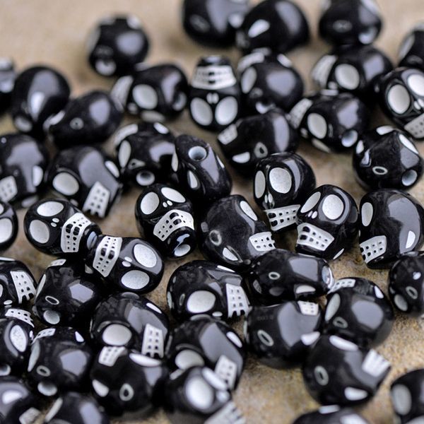 бусина, смола, "черепок", цвет черный, 13x10x12 мм