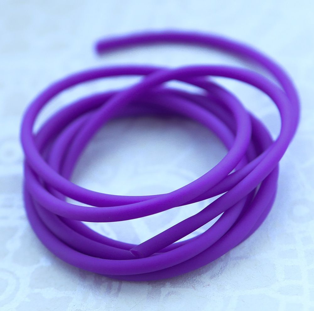 шнур резиновый, с отверстием, цвет сиреневый неон, 3 мм