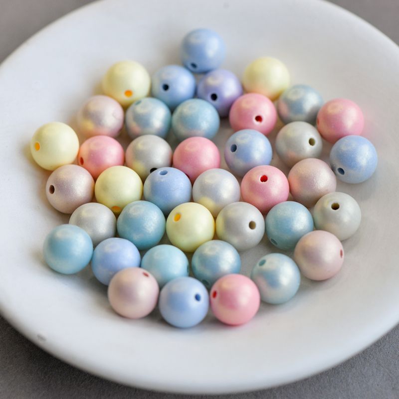 бусина, имитация жемчуга "пудра", акрил, цветовой микс, 10 мм