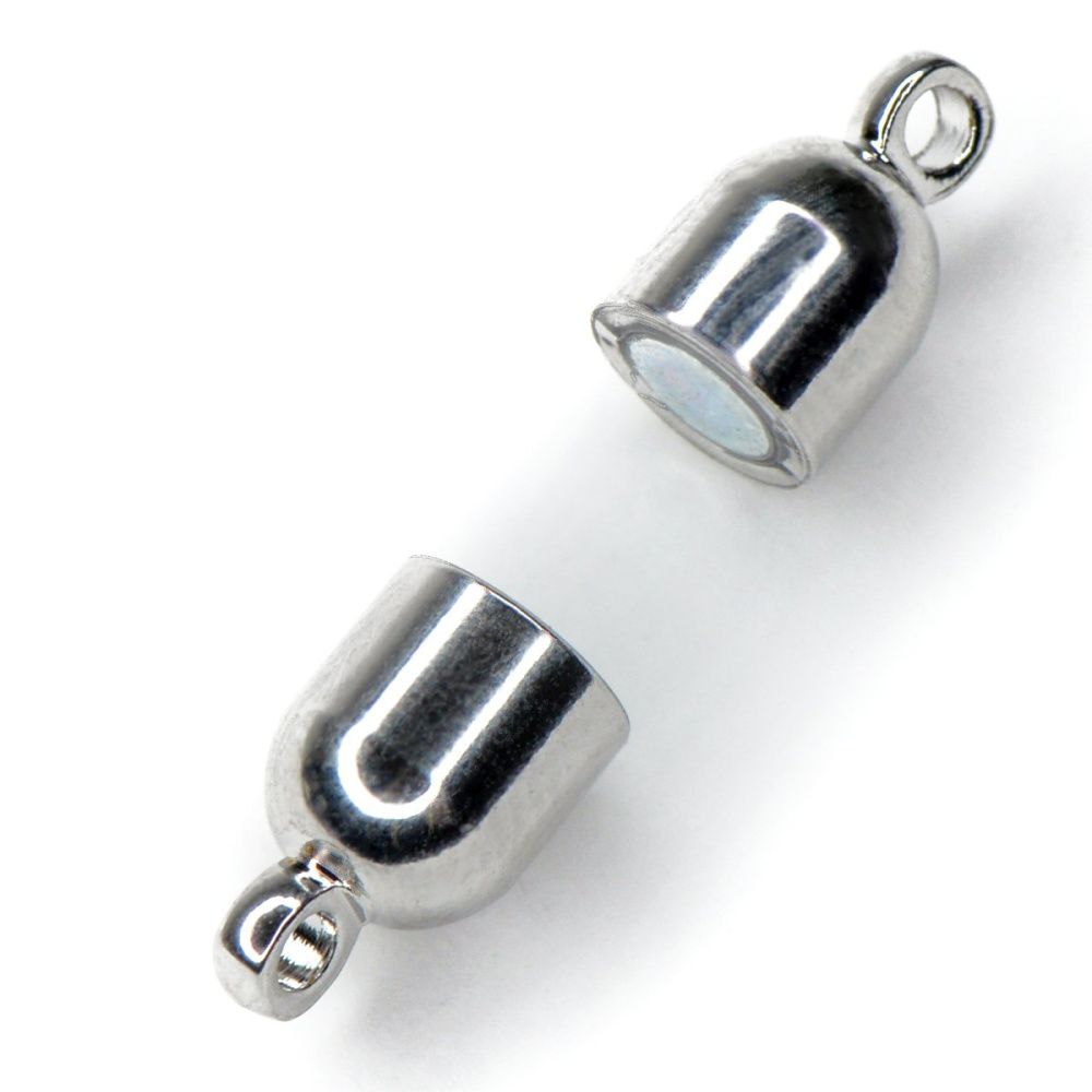 Замочки застежка магнитная "бочонок", покрытие платина, 19x6 мм