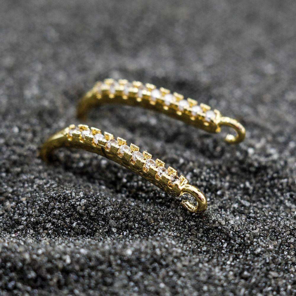 швензы "шейн", с цирконием, позолоченные, 16-17 мм 