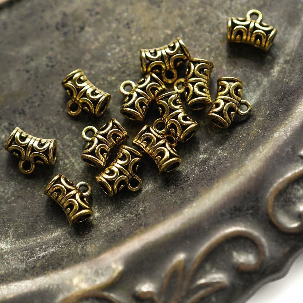 бейл "трубочка", цвет античное золото, 9.5х12х6 мм