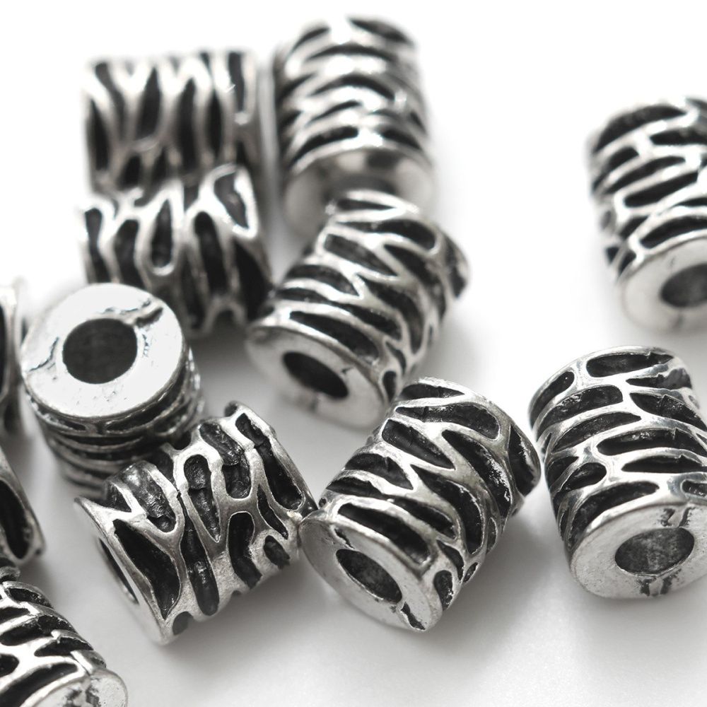 ес бусина металл "фолд", цвет античное серебро, 10x9x8.5 мм