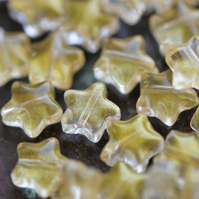 бусина "звездочка", стекло, цвет прозрачный/золотая пудра, 8x8x4 мм