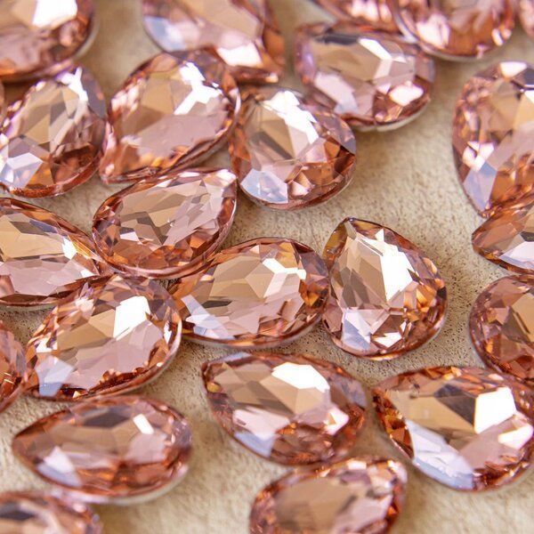 кабошон стекло кристалл, каплевидный, цвет champagne, 18х13 мм