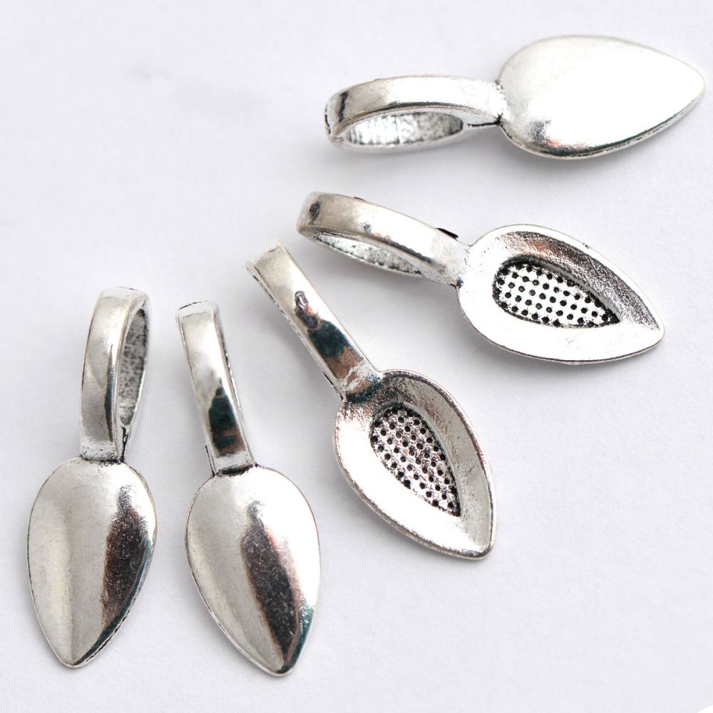 бейл с площадкой для кабошона, цвет серебро, 21х8х6 мм