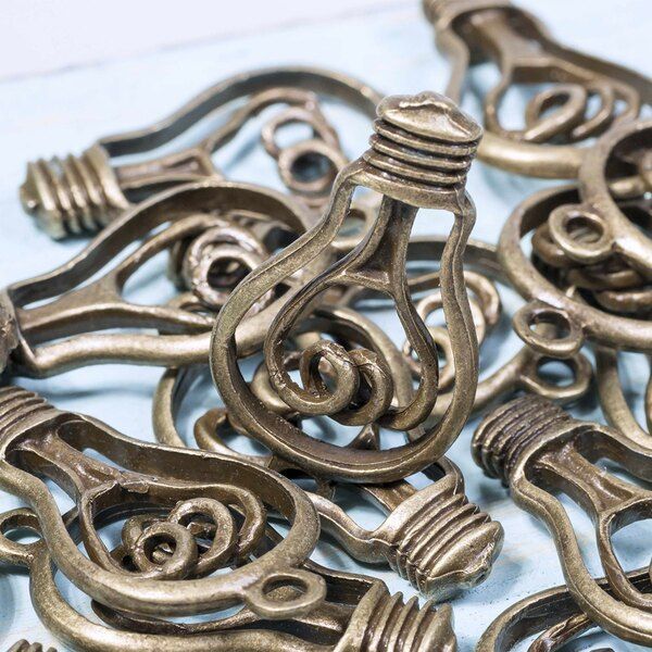 подвеска металлическая "лампочка", цвет античная бронза, 33x17x6 мм