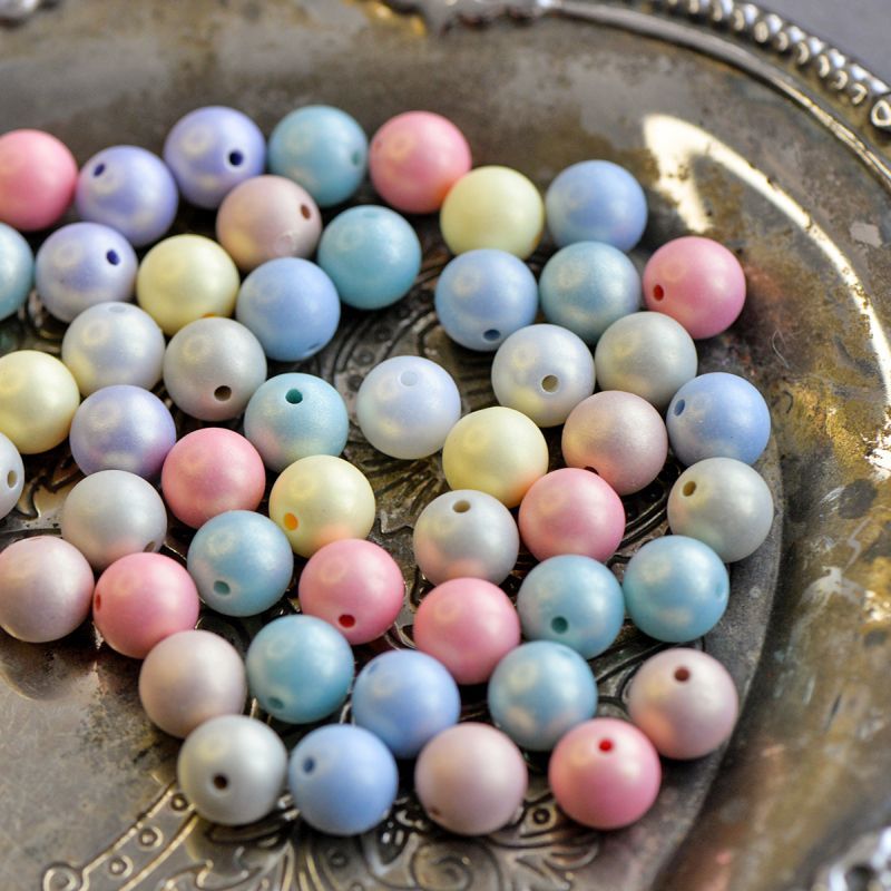 бусина, имитация жемчуга "пудра", акрил, цветовой микс, 10 мм