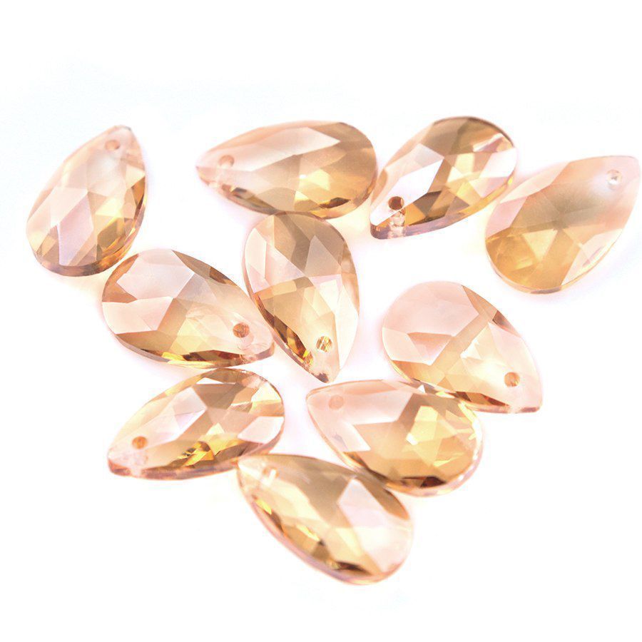 подвеска стеклянная "капля", граненая, цвет корицы, 22х13 мм