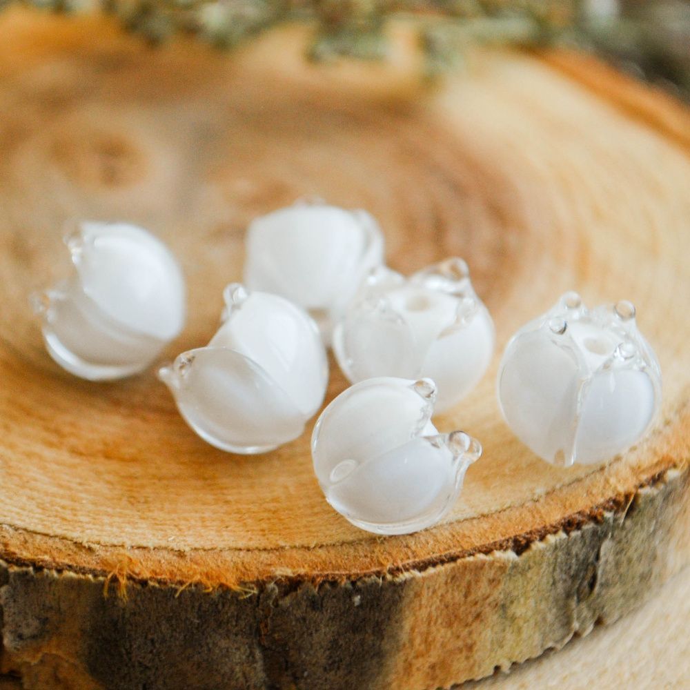 бусина, мурано "ландыш", белый, 7х7 мм