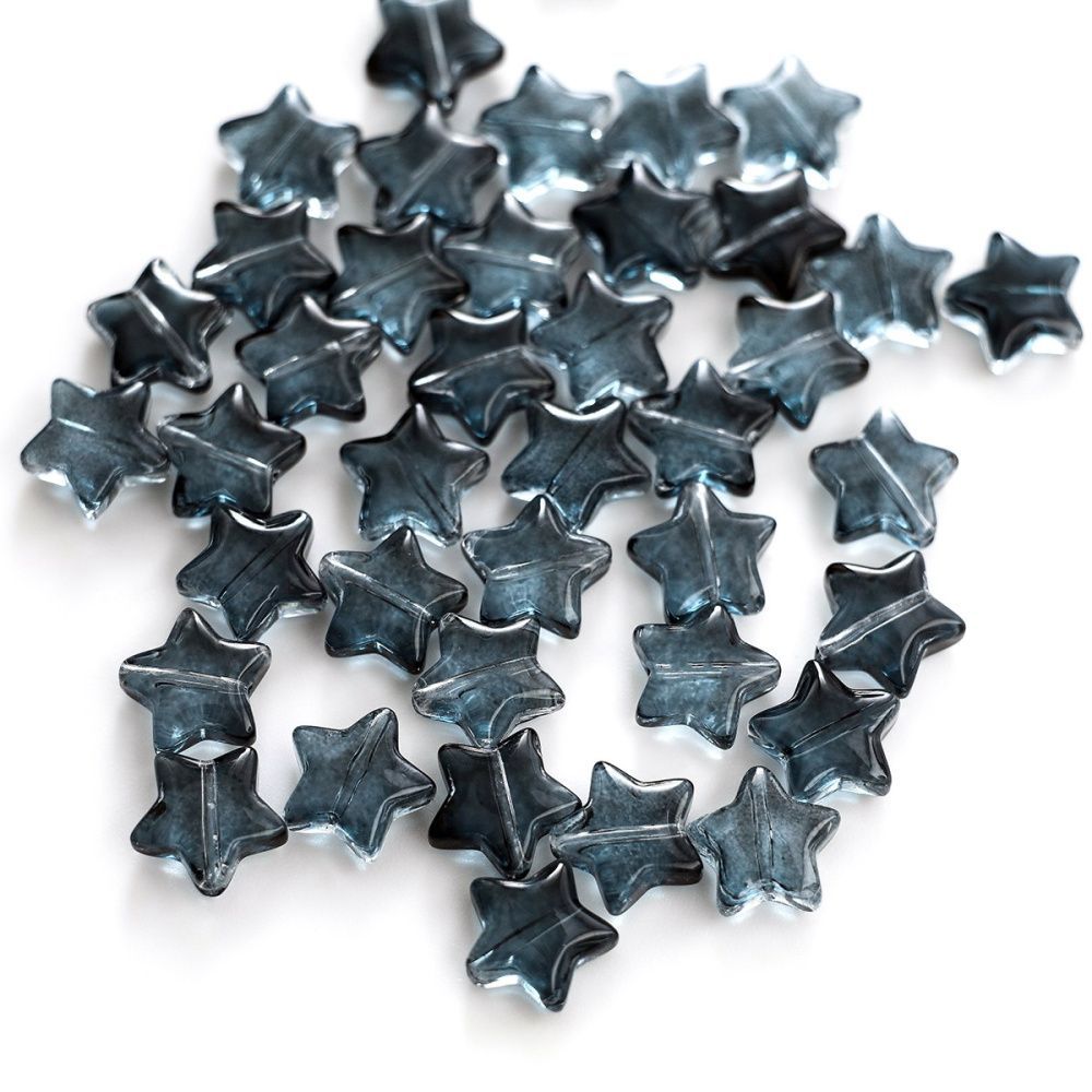 бусина "звездочка", стекло, цвет синий темный, 10x10x4 мм