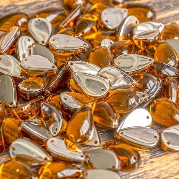 стразы пришивные "капля", акрил, цвет темно-золотой, 15х9х6 мм