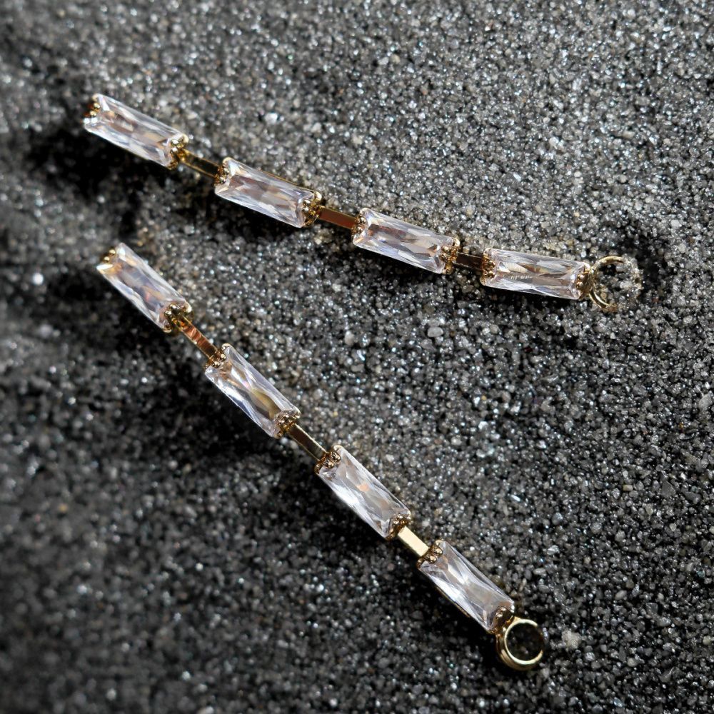 пуссеты "гэлакси", с цирконием, позолоченные, 32.5x2 мм 