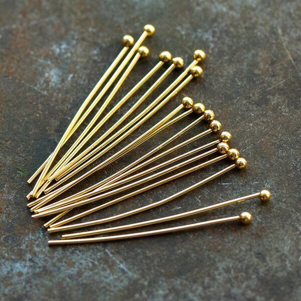 пины с шариком, позолота, 30x0.8 мм