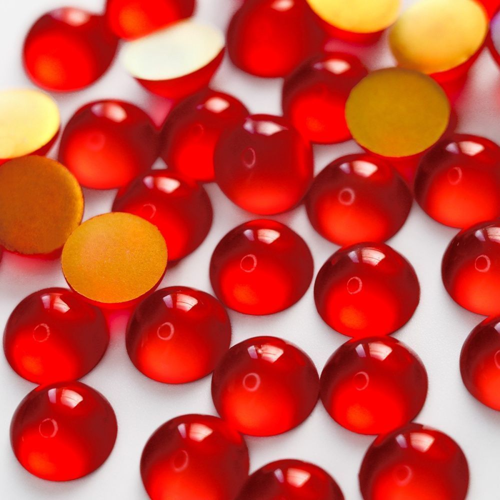 кабошон из смолы "джелли" круглый, цвет красный, 12x5.5 мм