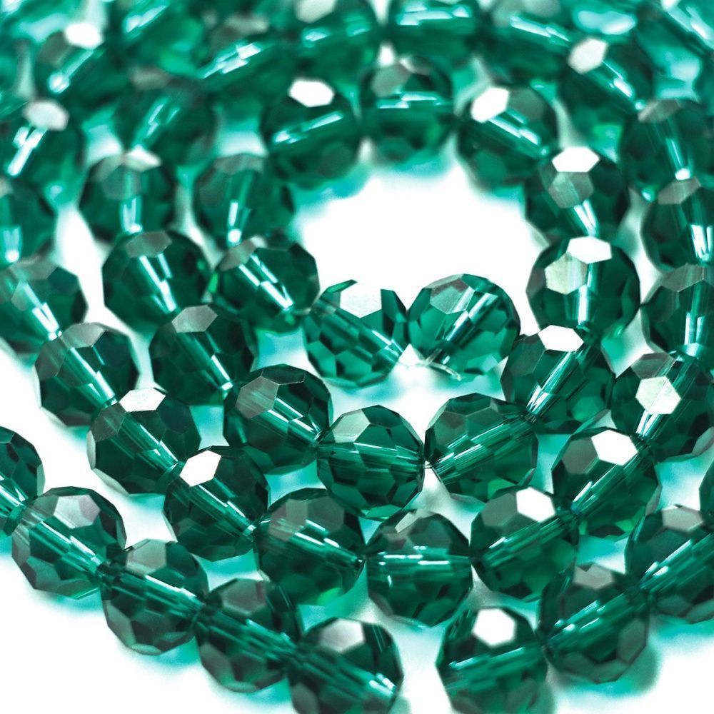 бусина, стекло 10, граненая, цвет морской волны, 10 мм