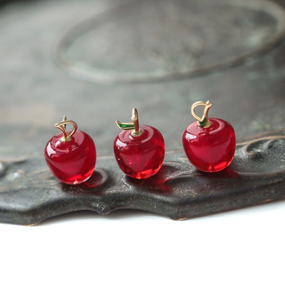 подвеска лэмпворк "яблоко", цвет красный, 19x14 мм