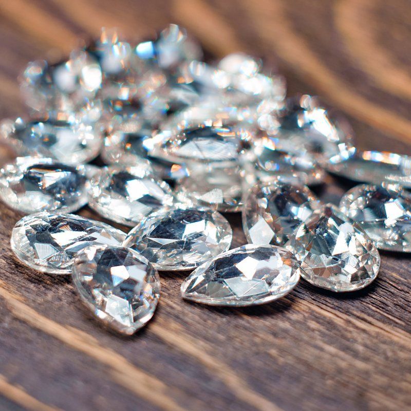 кабошон стекло кристалл, каплевидный, цвет crystal, 18х13 мм