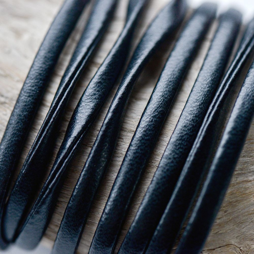 шнур, имитация кожи, плоский, цвет черный, 4х2 мм