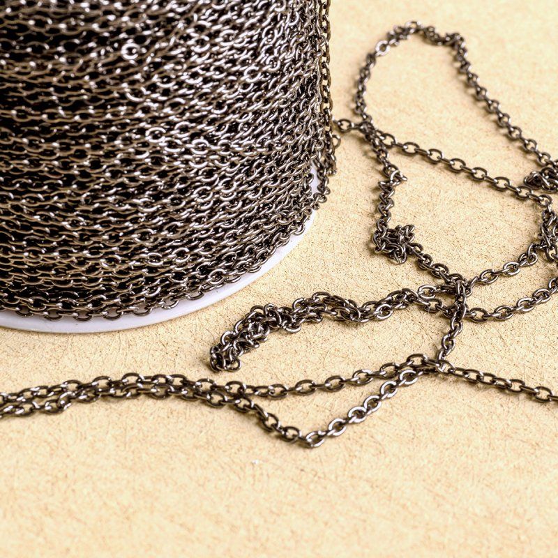 цепочка "кросс", цвет черный, звено 3x2x0.5 мм