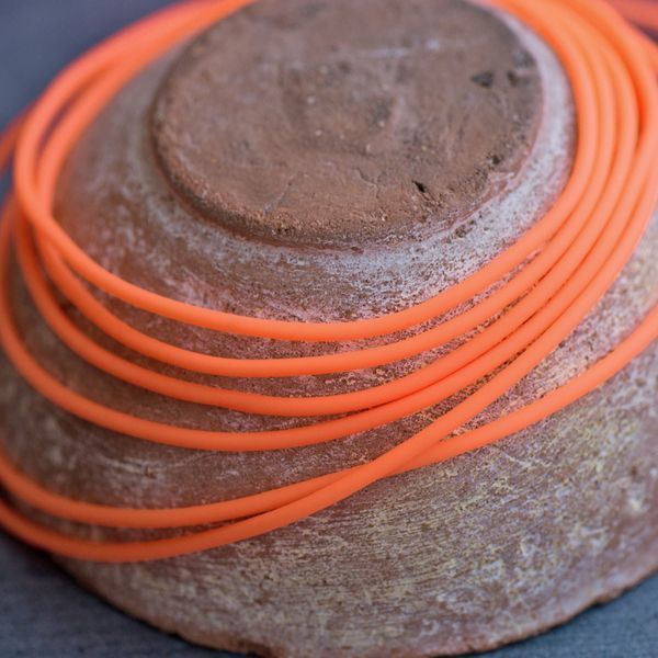 шнур резиновый, с отверстием, цвет оранжевый неон, 2 мм