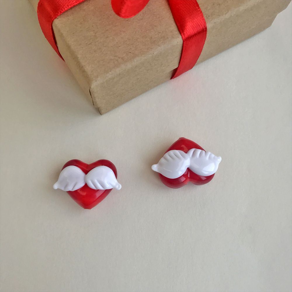 бусина, мурано "сердце ангела", красный, 20х20 мм