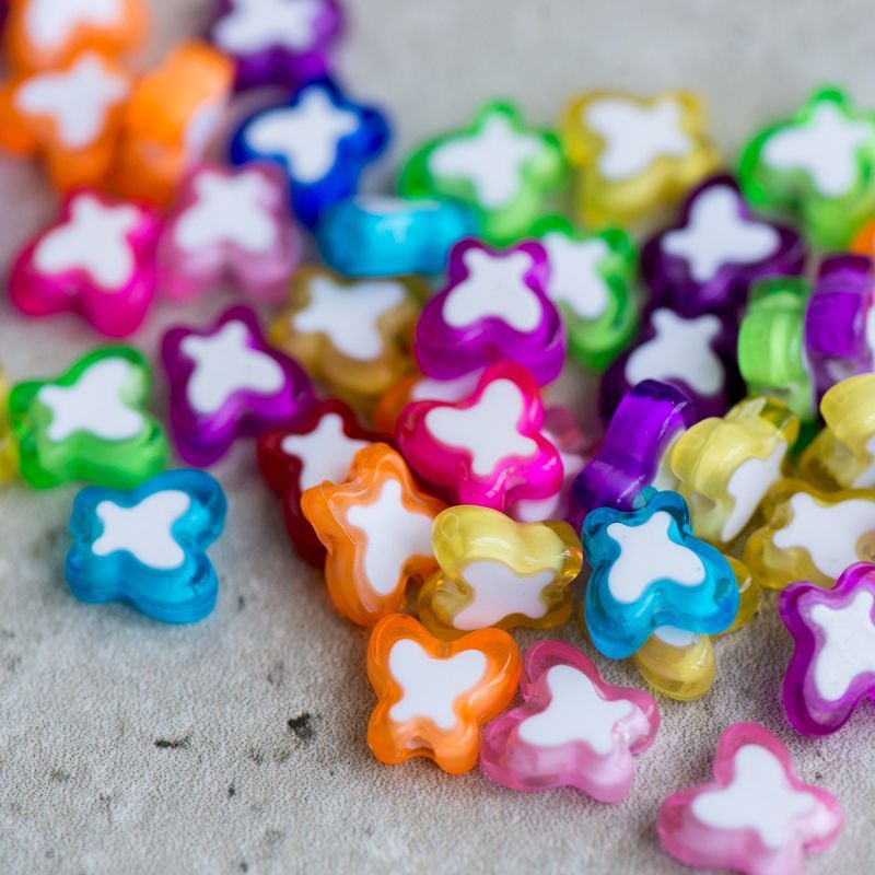 бусина, акрил "бабочка", цветовой микс, 10x10x4 мм