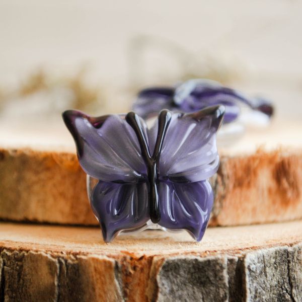 бусина, мурано "бабочка", фигурная, фиолетовый, 20х20 мм