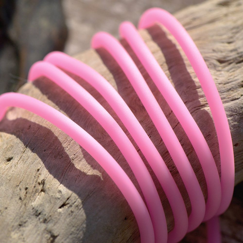 шнур резиновый, с отверстием, цвет розовый, 3 мм