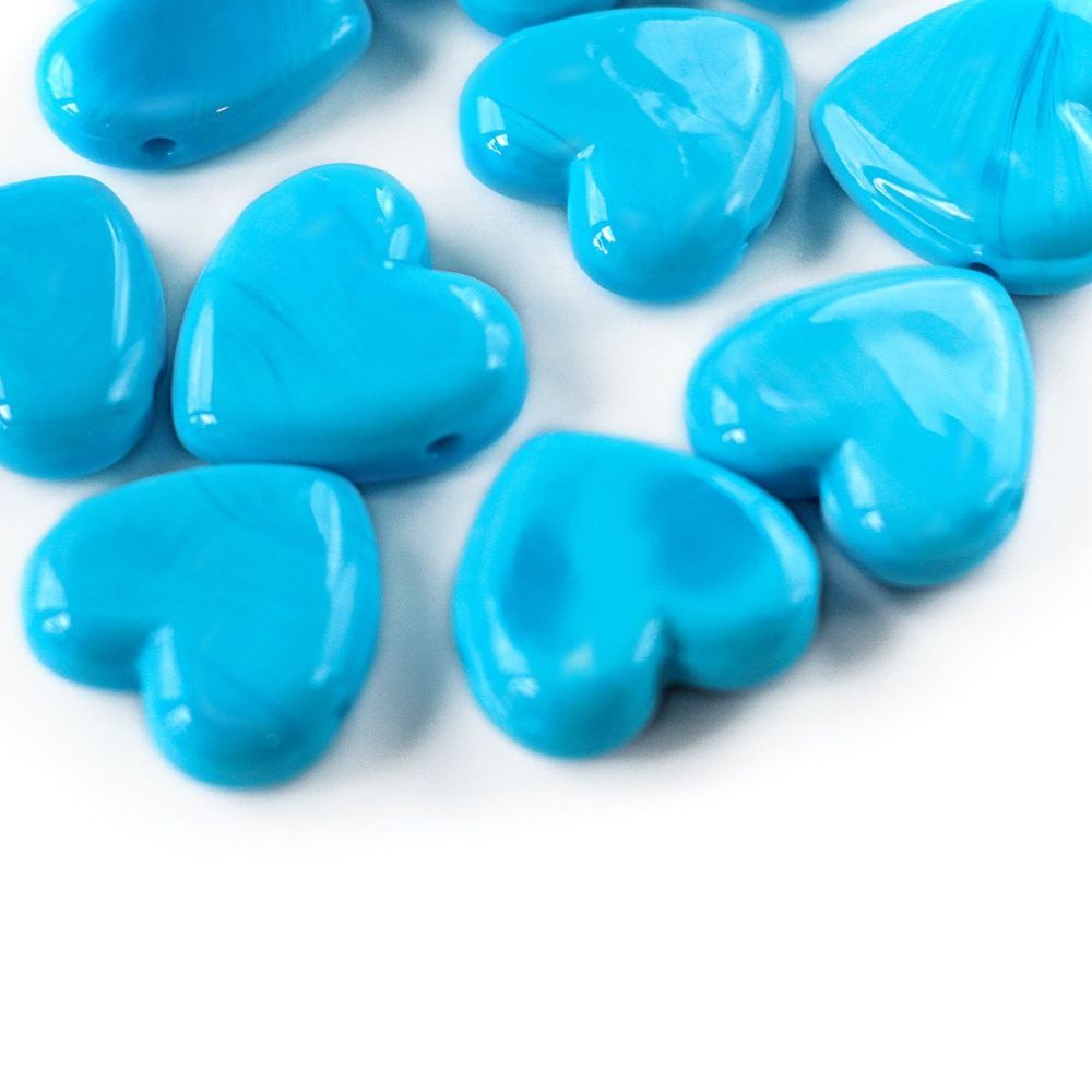 бусина, лэмпворк "сердце", стекло, цвет голубой, 20x20x7 мм