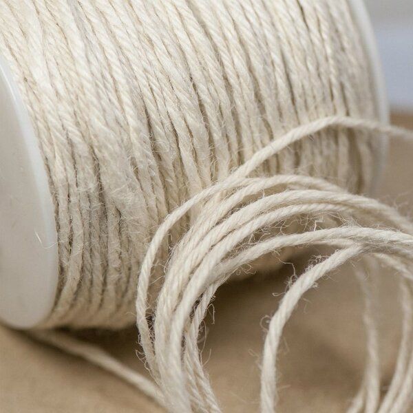 шнур конопляный, цвет сливочный, 2 мм (уп 5 м)