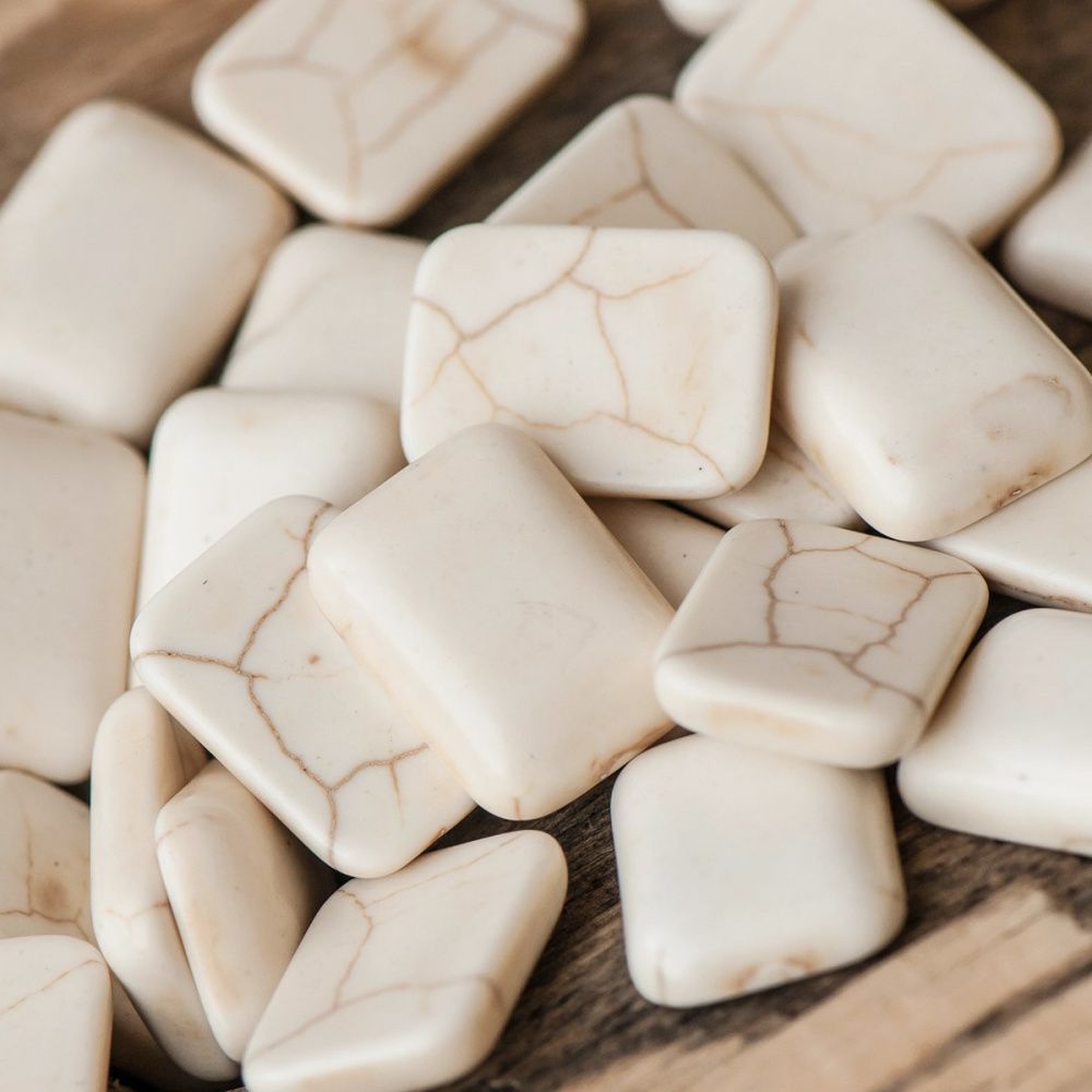 кабошон бирюза синтетическая, прямоугольный, цвет античный белый, 18x13x5 мм