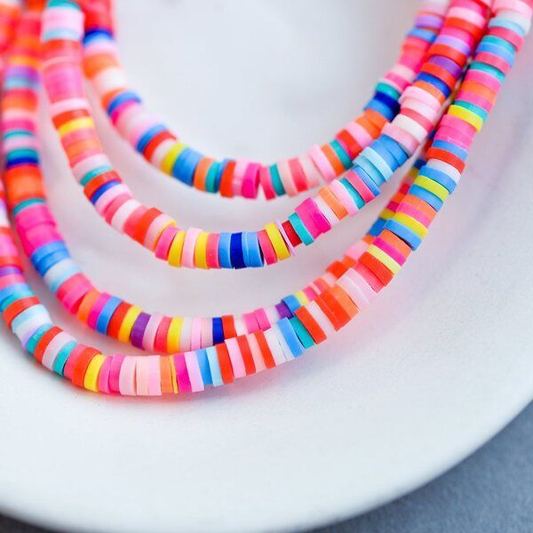 бусина "хейши" плоская, полимерная глина, цветовой микс, 4х1 мм