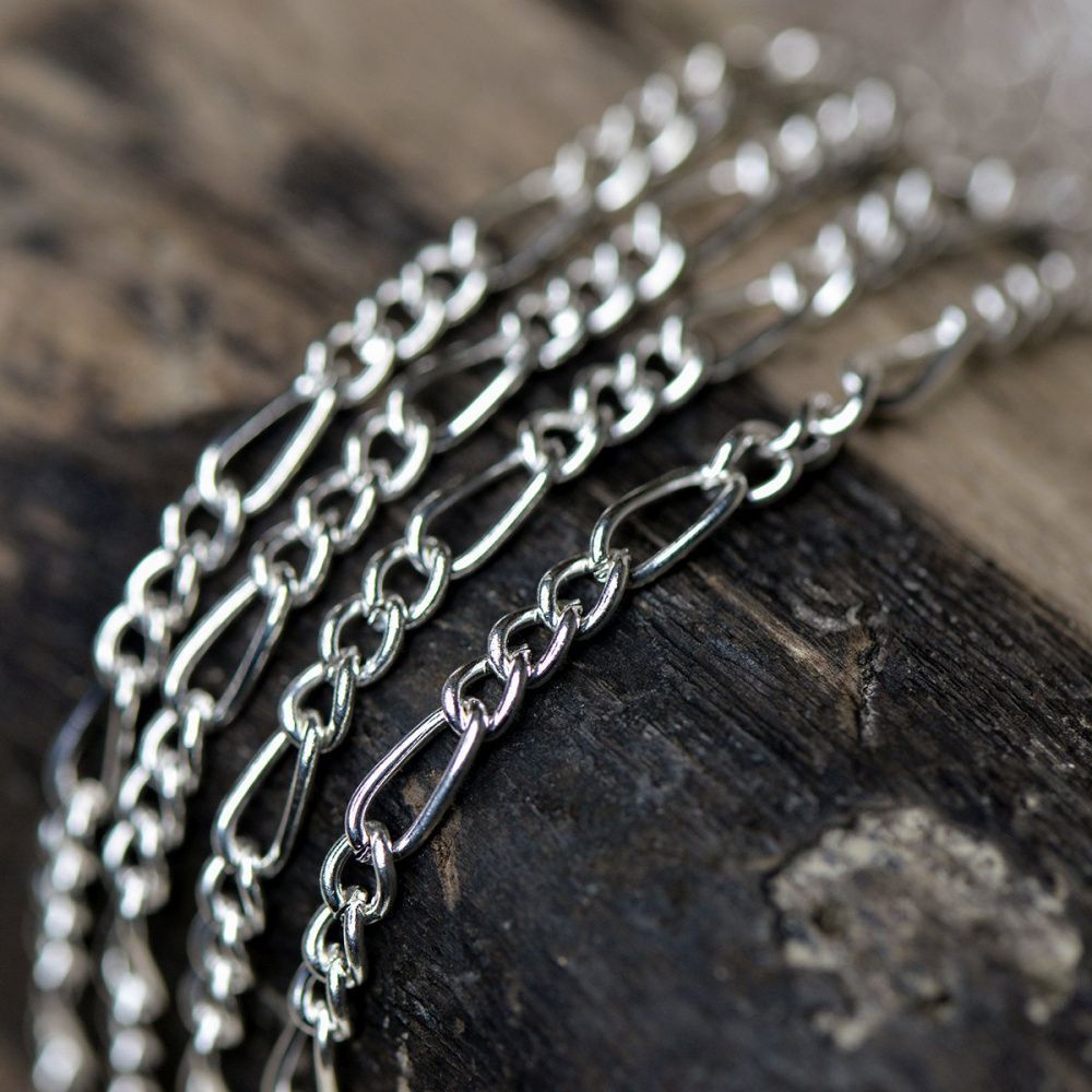 цепочка "фигаро", цвет серебро, звено 3.5x0.8 мм