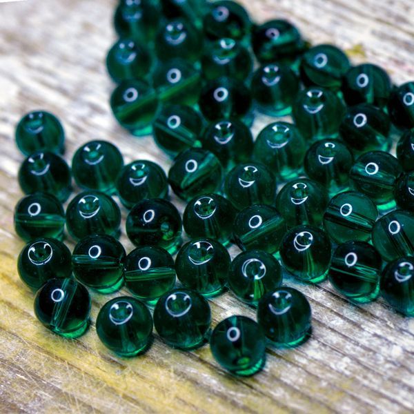 бусина, стекло 8, цвет морской волны, 8 мм