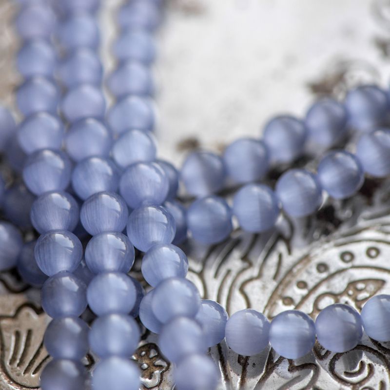 бусина "кошачий глаз", стекло, цвет бледный фиолетовый, 5 мм