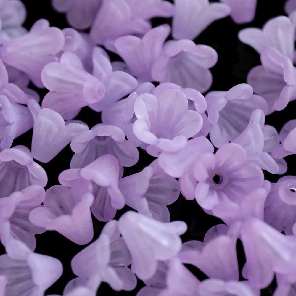 бусина, акрил "колокольчик", матовая, цвет светло-фиолетовый микс, 14x10 мм